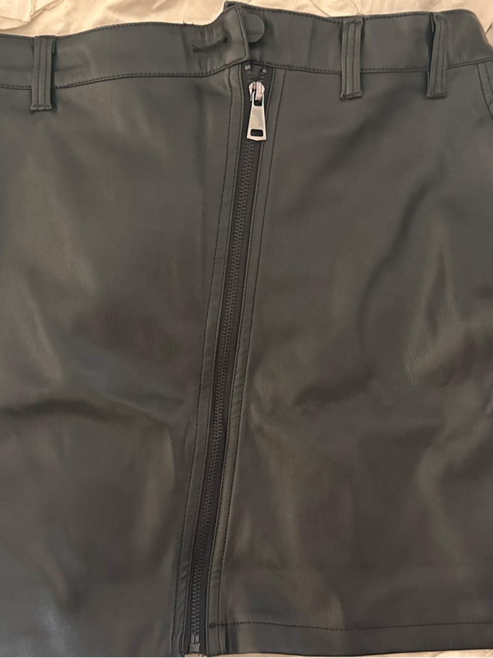 Dear John Black Faux Leather Pencil Skirt with Zip Detail